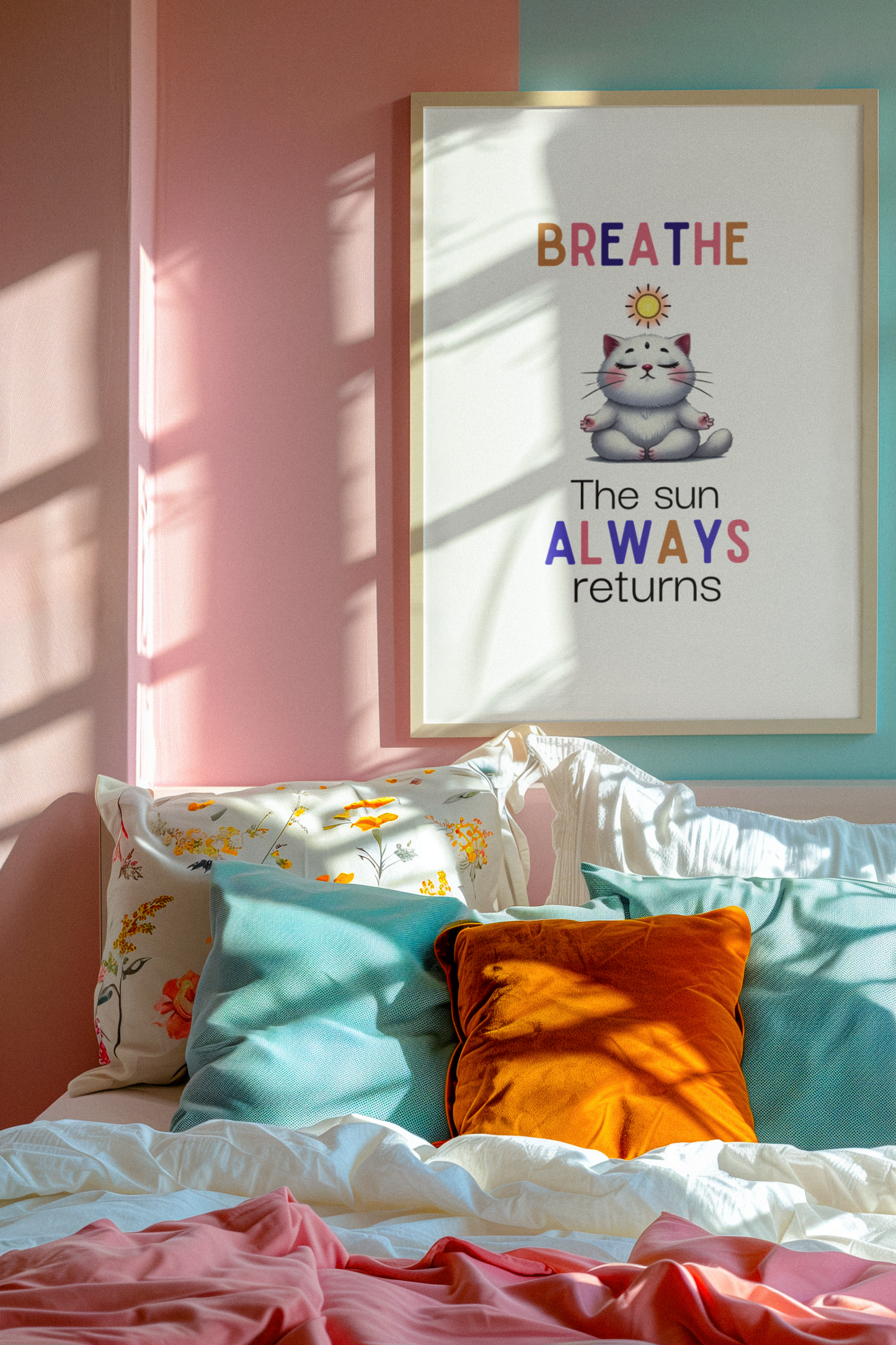 Find your ZEN & BALANCE | Breathe. The Sun ALWAYS Returns β Digital Cat Wall Art