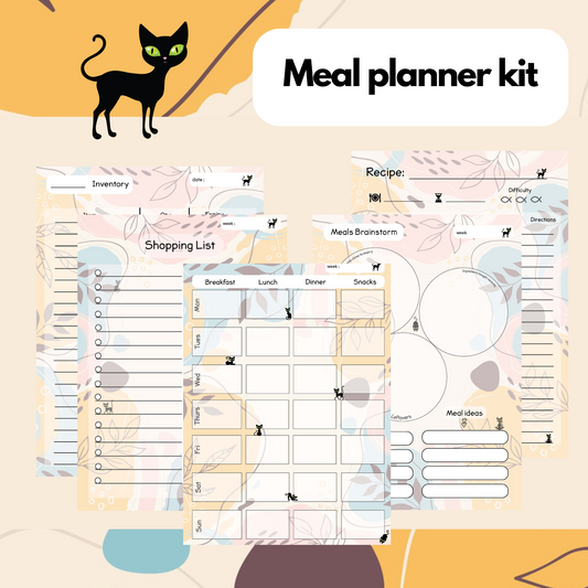 Autumn: Panther the Cat -  Meal Planner Kit [Digital & Printables]