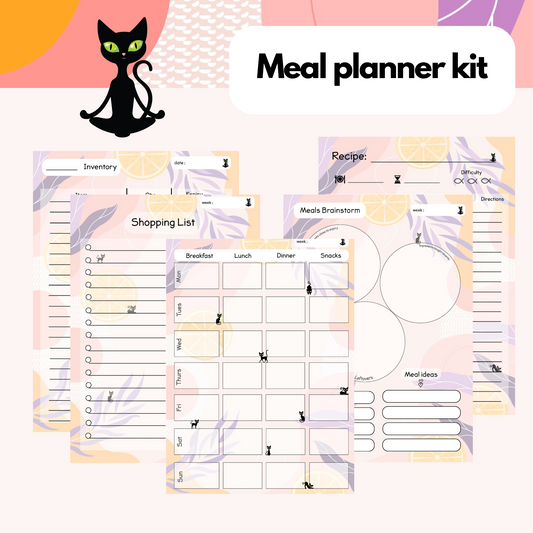 Mandarin Sherbet: Panther the Cat -  Meal Planner Kit [Digital & Printables]