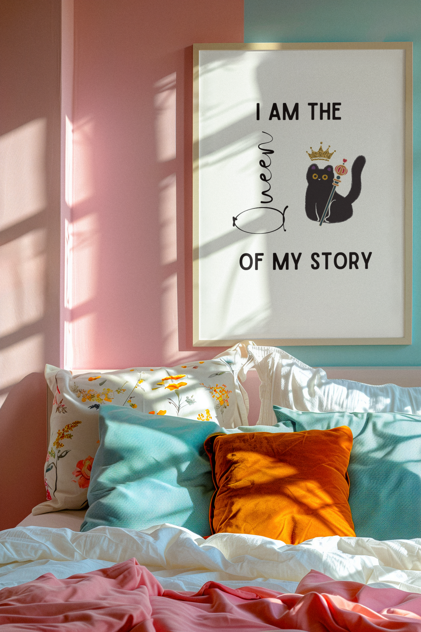 Build your NARRATIVE | I Am the Queen of My Story – Digital Cat Wall Art