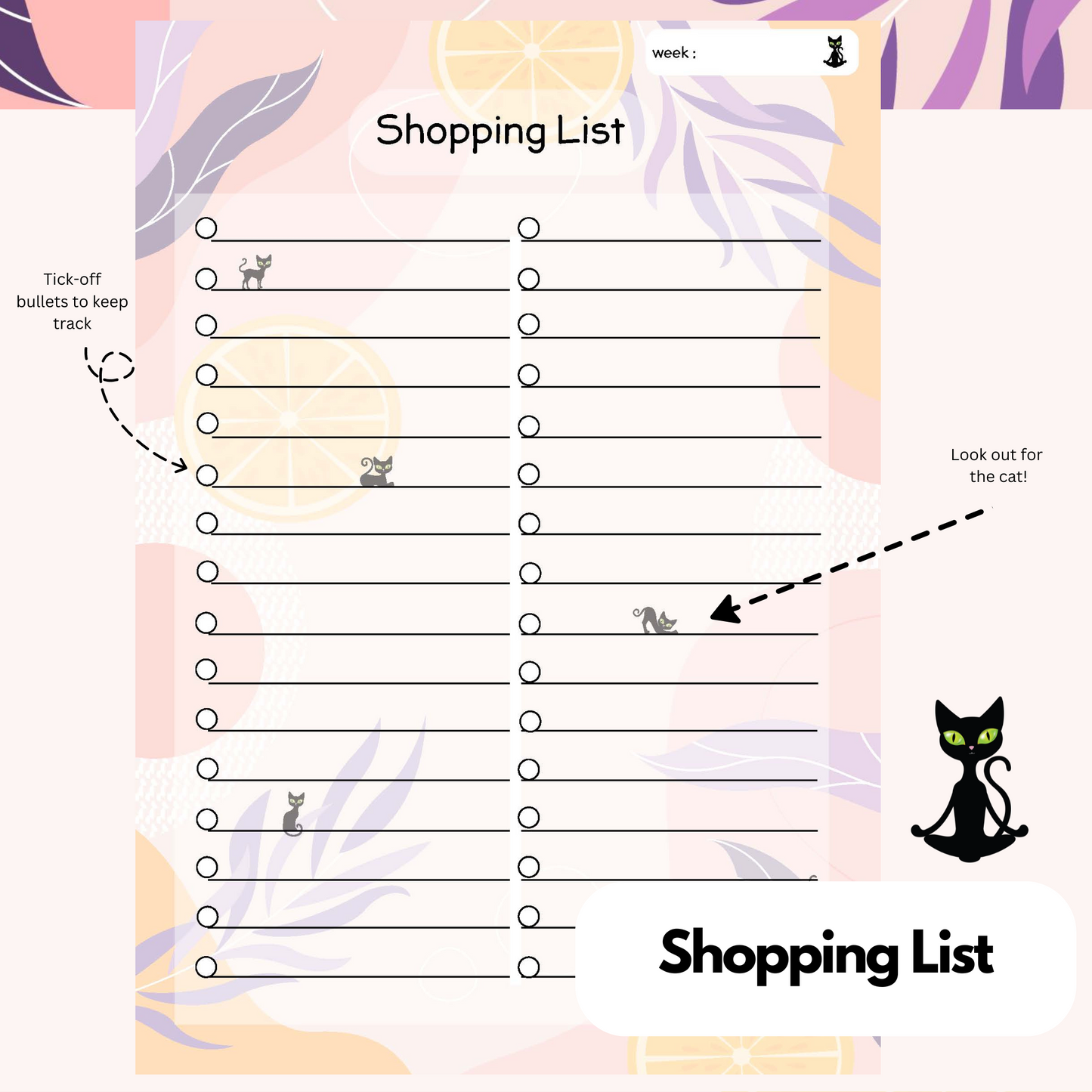 Mandarin Sherbet: Panther the Cat -  Meal Planner Kit [Digital & Printables]
