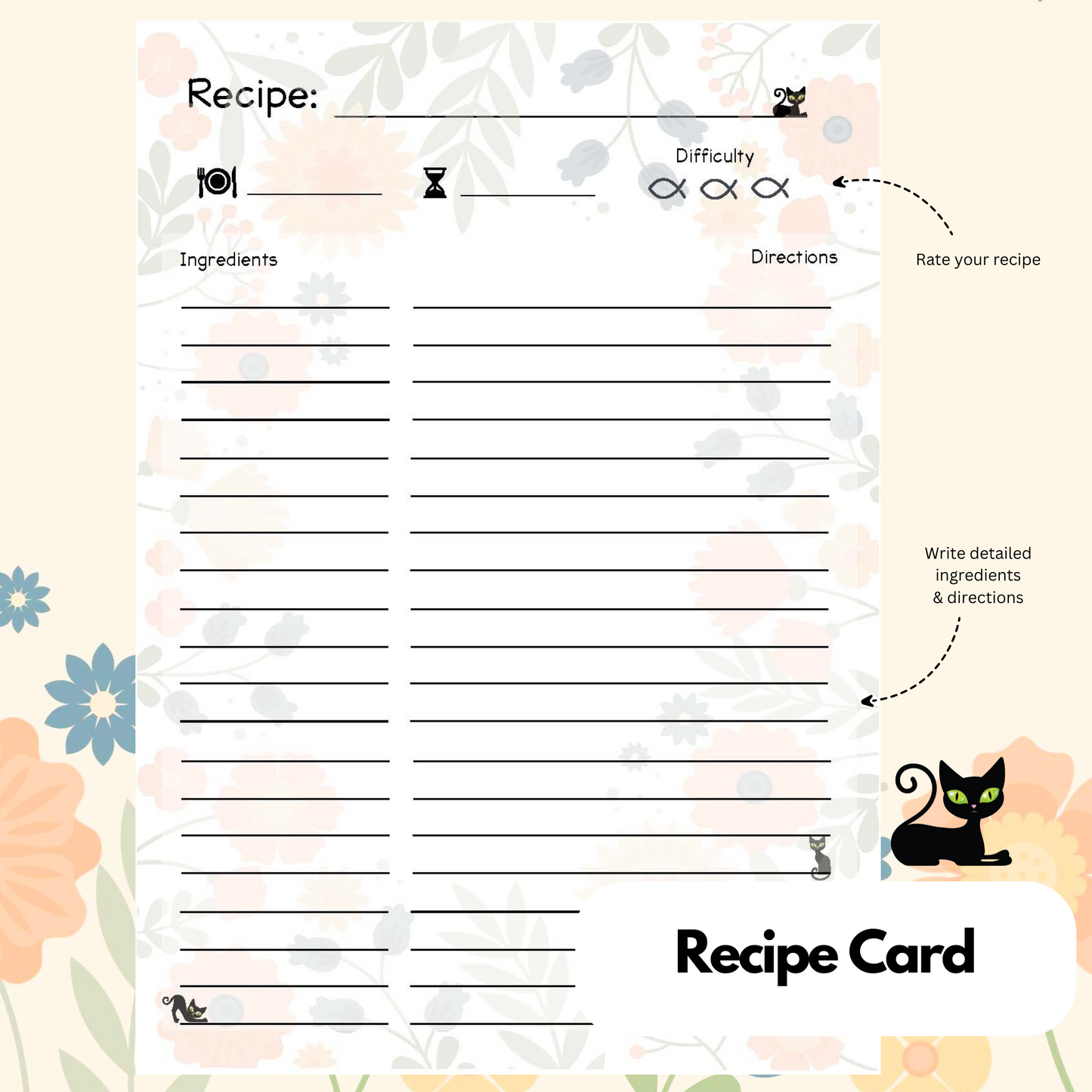 Spring: Panther the Cat -  Meal Planner Kit [Digital & Printables]