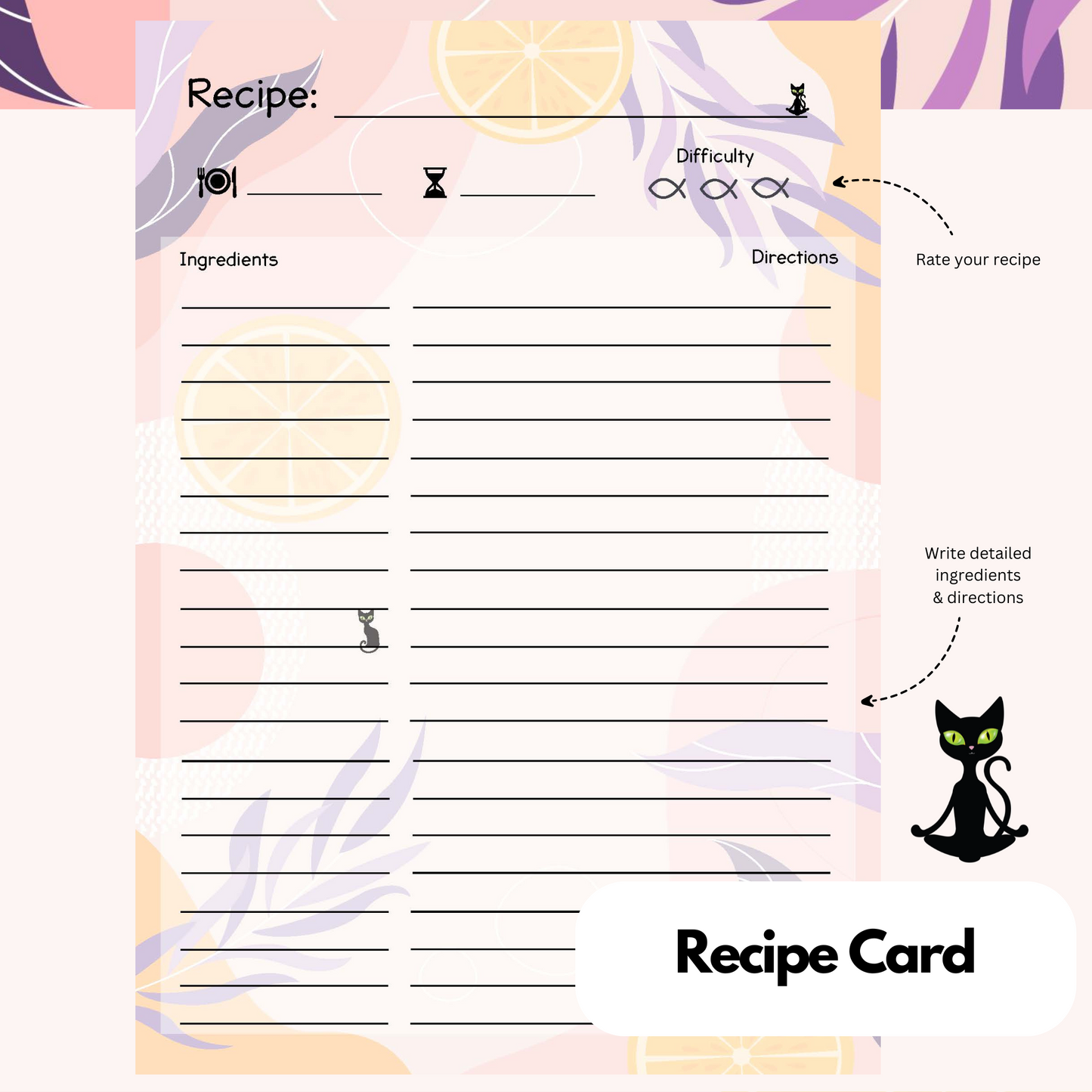 Mandarin Sherbet: Panther the Cat -  Meal Planner Kit [Digital & Printables]