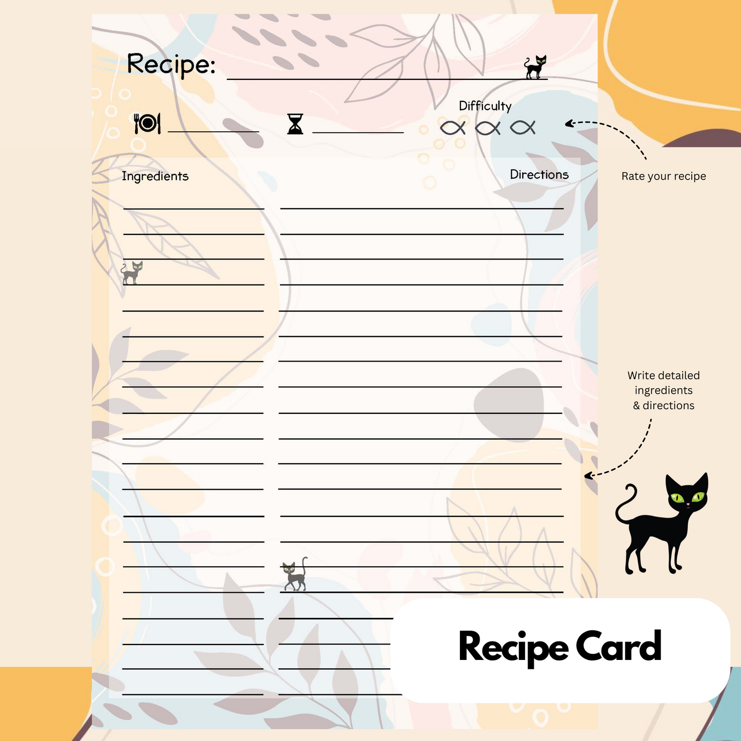 Autumn: Panther the Cat -  Meal Planner Kit [Digital & Printables]