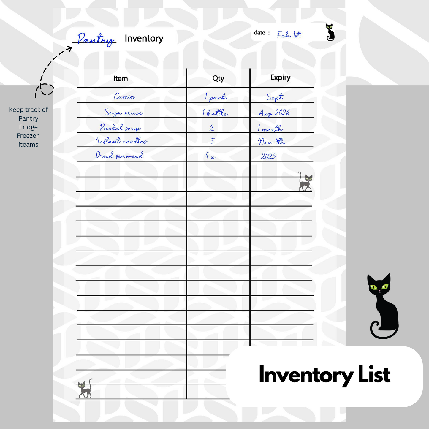 Basalt: Panther the Cat -  Meal Planner Kit [Digital & Printables]